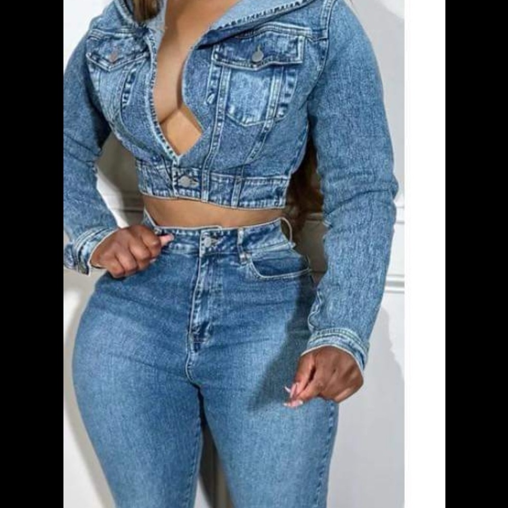 2 piece Denim Bell Bottom Jean-Set